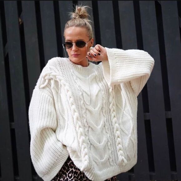 H&M Cable Knit Chunky Oversized Sweater Braided - Picture 7 of 16